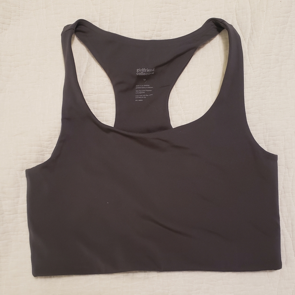 NWOT Girlfriend Collective Paloma Halter Bra, Medium, Gray